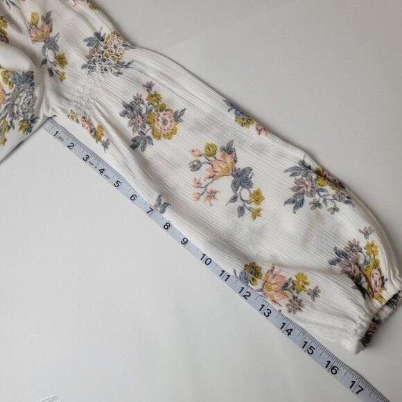 FREE People Tunic Mini Dress White Floral Long Sleeves Pockets Boho XS NWOT - Picture 14 of 15